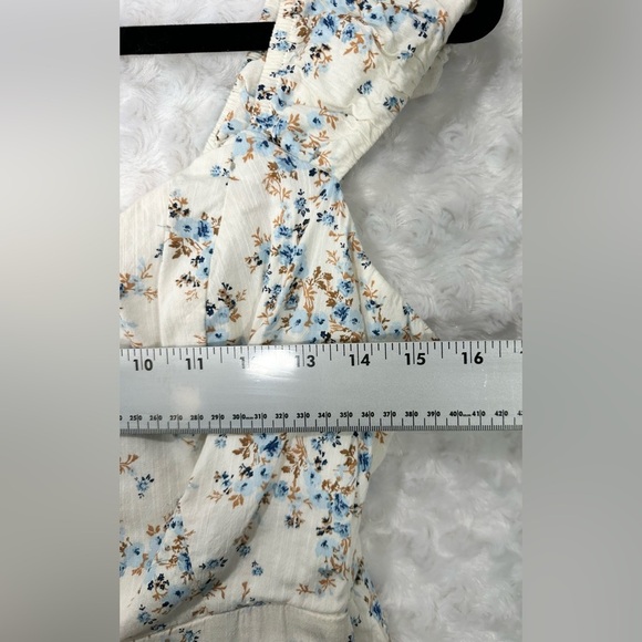 Old Navy Womens M Cream & Blue Floral Print Mini Fit & Flare Sleeveless Sundress - Picture 7 of 8